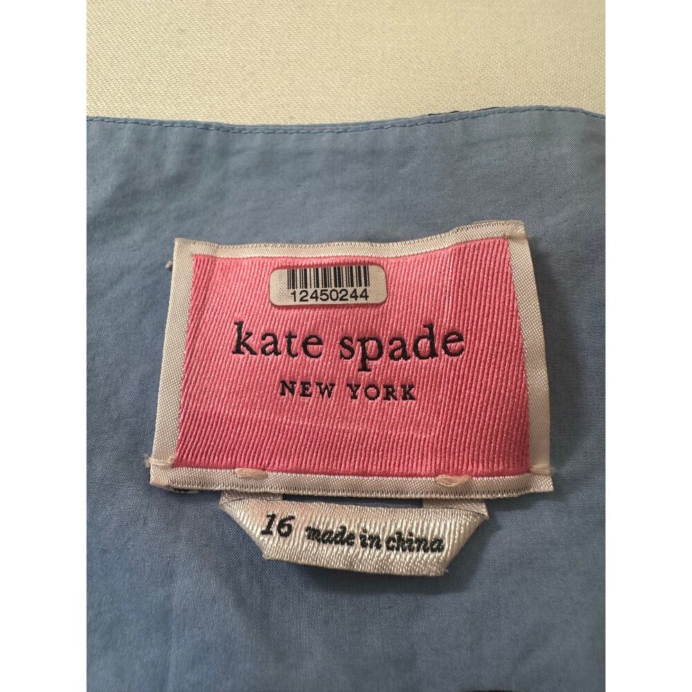 Super cute Kate Spade Light Blue Floral Midi Dress with Navy and Coral Accents - Picture 4 of 8